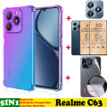 BLKNAIM 5-in-1 NEW For Realme C63 case Anti-fall Color phone case +2PCS Matte Ceramic Film +Carbon Fiber Back Film +Lens Film. 