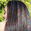 1 Piece sparkle Shiny Rainbow Tinsel Hair Extensions Dazzles Women Hippie for Braiding Headdress/Silk Party Hair Extensions Colored Silk Bling Hair. 