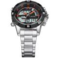 WEIDE Stainless Steel Quartz 3 Atm Water Resistant Analog Dual Time Zone Wristwatches. 