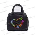Colour Heart Cat Dog Paw Print Portable Lunch Bag Women Men Kids Food Thermal Box Multi-function Office Bento Insulated Handbag. 