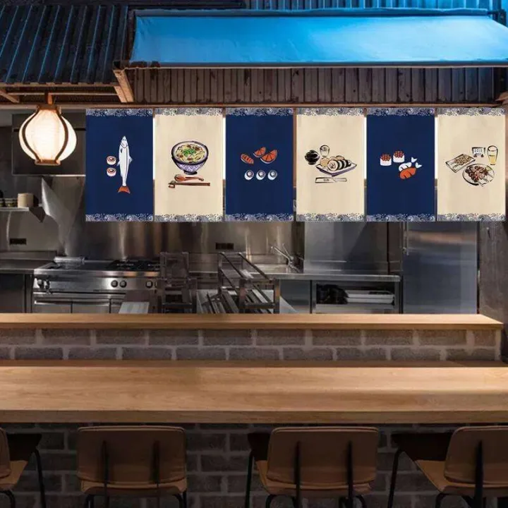 Japanese%20Cuisine%20Sushi%20Shop%20Short%20Curtain%20Restaurant%20Decor%20Noren%20Kitchen%20Banner%20Pennant%20Izakaya%20Bistro%20Bar%20Ramen%20Half%20Curtains%20-%20Image%202