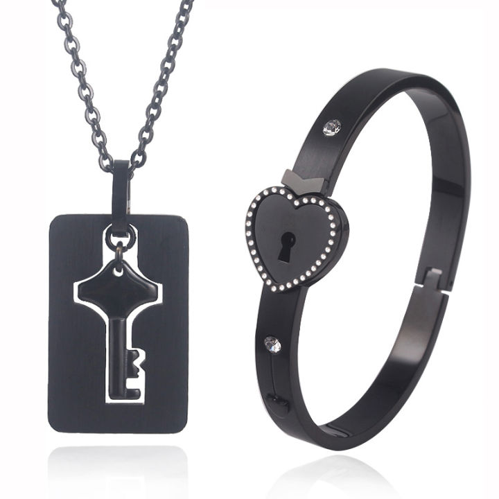 New%20specials%20Black%20Heart%20Bracelet%20Choker%20Set%20Jewelry%20Stainless%20Steel%20Key%20Pendant%20Necklace%20Women%20Men%20Lover%20Couples%20Valentines%20Day%20Gift%20-%20Image%205
