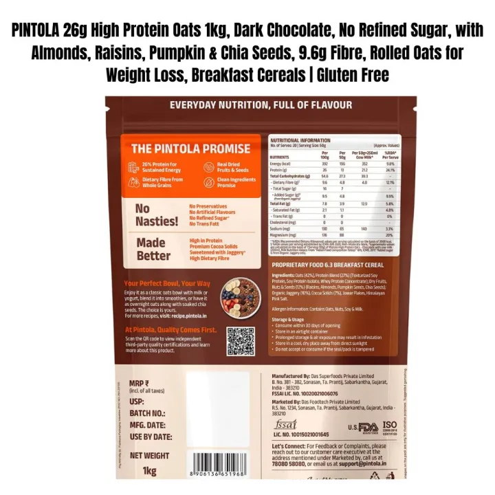 PINTOLA%2025g%20High%20Protein%20Oats%20400g,%20Dark%20Chocolate,No%20Refined%20Sugar,%20with%20Almonds%20Raisin,%20Pumpkin%20and%20Chia%20Seeds,%208g%20Fibre,%20Rolled%20Oats%20for%20weight%20loss,%20Breakfast%20Cereals%20%7C%20Gluten%20Free%20%7C%20Pintola%20Protein%20Oats%20Chocolate%20%7C%20Pintola%20protein%20oats%20400g%20dark%20choc%20-%20Image%205