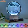 Home decoration bedside hourglass glass art 6LED quicksand lamp painted color table lamp 3D trendy round small lamp. 