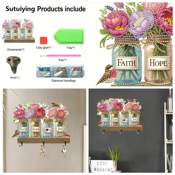 Sutuiying%201pc/Set%20DIY%20Diamond%20Painting%20Wall%20Hangers%20with%20Hooks%20Wall%20Mounted%20Fifty%20percent%20discount%20Wooden%20Coat%20Hook%20with%203%20Metal%20Hooks%20Diamond%20Art%20Hooks%20for%20Keys%20-%20Image%204