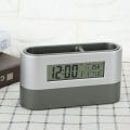 Multi Functional Led Desk Top Table Clock Digital LCD Screen Temperature Light Display Alarm Pen Holder  For Home Office. 