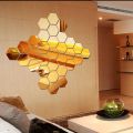 6/12Pcs Removable Art Safety Mural Decals Geometric Hexagon Mirror Wall Sticker Home Decor. 