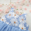 Summer New Baby Girls Dress Halter Bow Floral Mesh Shaggy A-line Dress Sweet Princess Dress Birthday Party Team Dress. 