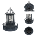 Rotating Beacon Light Iron Solar Adornment Lighthouse Garden Decor Lighthouse-Shaped Landscape Lamp. 