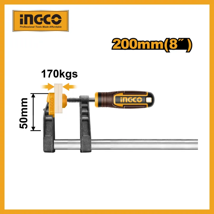 INGCO%20F%20Clamp%20With%20Plastic%20Handle%2050x150mm/50x200mm/50x250mm%20-%20Image%202