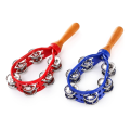 JAERBEE 2 Pack Double Row Metal Jingles Hand Held Tambourine, Hand Percussion Instrument, Musical Bells for School. 