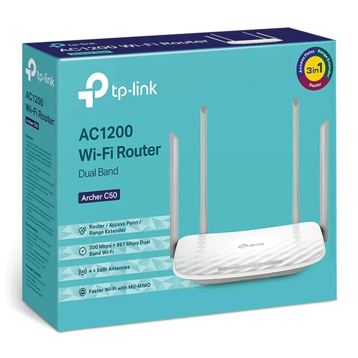 TP-Link%20Archer%20C50%20AC1200%20Dual%20Band%20Wireless%20Cable%20Router,%20Wi-Fi%20Speed%20Up%20to%20867%20Mbps/5%20GHz%20+%20300%20Mbps/2.4%20GHz%20White%20-%20Image%202