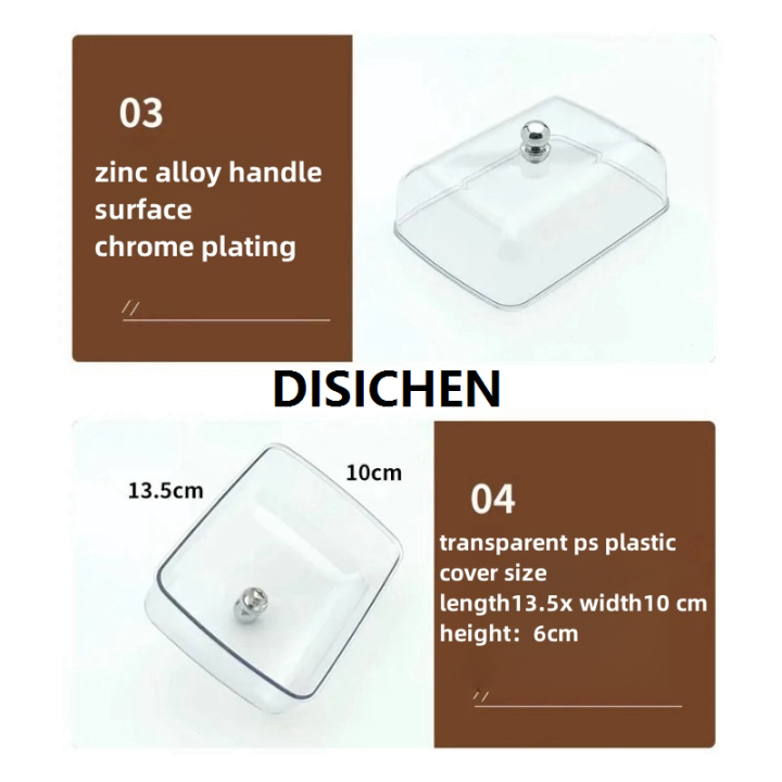 DISICHEN%201%20Pcs%20Stainless%20Steel%20Butter%20Dish%20with%20Plastic%20Lid%20Bread%20Dessert%20Plate%20Cheese%20Storage%20Keeper%20Tray%20Kitchen%20Tools%20Butter%20Plates%20Affordable%20-%20Image%205