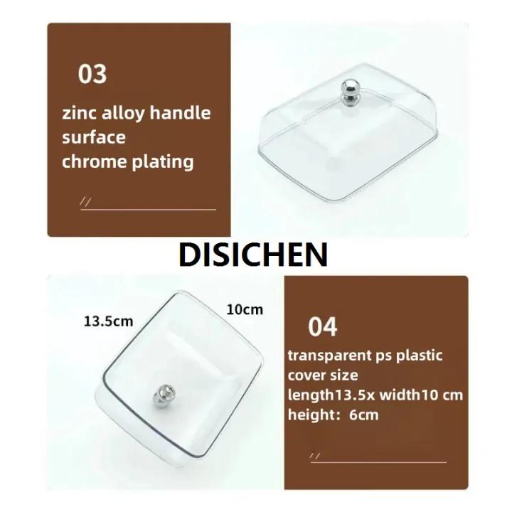 DISICHEN%201%20Pcs%20Stainless%20Steel%20Butter%20Dish%20with%20Plastic%20Lid%20Bread%20Dessert%20Plate%20Cheese%20Storage%20Keeper%20Tray%20Kitchen%20Tools%20Butter%20Plates%20Affordable%20-%20Image%205