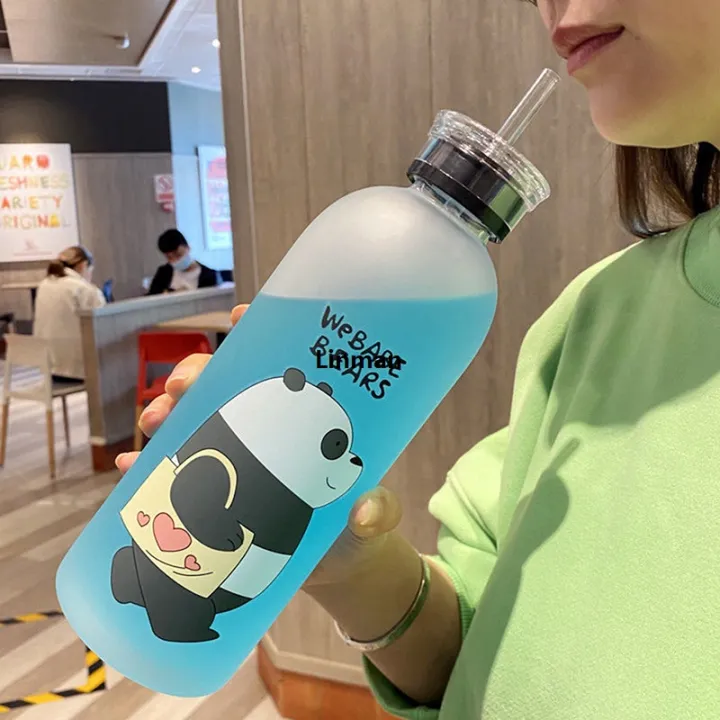 Linman%20Cute%20Panda%20Bear%20Cup%201000ml%20Water%20Bottles%20With%20Straw%20Transparent%20Luxury%20Cartoon%20Water%20Bottle%20Drinkware%20Frosted%20Leak-proof%20Protein%20Shaker%20-%20Image%202