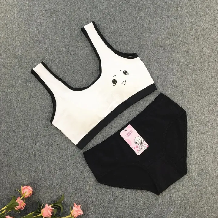 HOT%20Cute%20Smiling%20Girl%20Bra%20+%20Panties%20Set%20Development%20Period%20No%20Steel%20Ring%20Cotton%20Vest%20Type%20Sports%20Comfortable%20Bra%20Set%208-16Y%20-%20Image%202