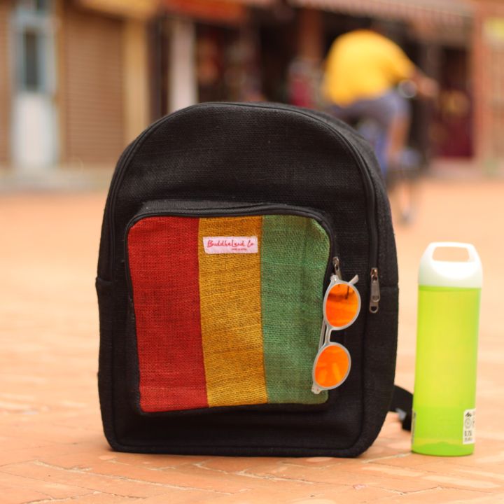 BuddhaLandCo 100% Hemp Rasta Backpack Black