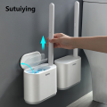 Sutuiying IZEFS Disposable Toilet Brush With Cleaning Liquid Wall-Mounted Cleaning Tool For Bathroom Replacement Brush Head Wc Accessories. 