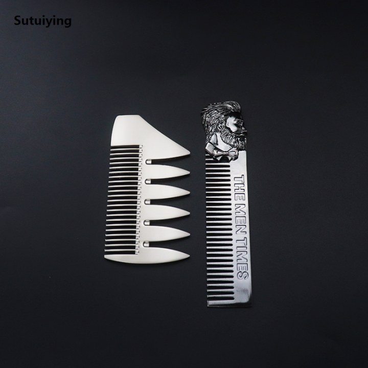 Sutuiying%202pcs%20men's%20portable%20metal%20stainless%20steel%20hair%20comb%20and%20creative%20High%20Quality%20styling%20beard%20comb,%20can%20hold%20pocket%20comb%20styling%20tools%20-%20Image%204