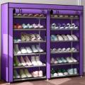 Double Layer Shoe Rack 2 x 6 Layer Shoe Rack  Foldable Shoe Rack Dustproof With Cover - Multicolor. 