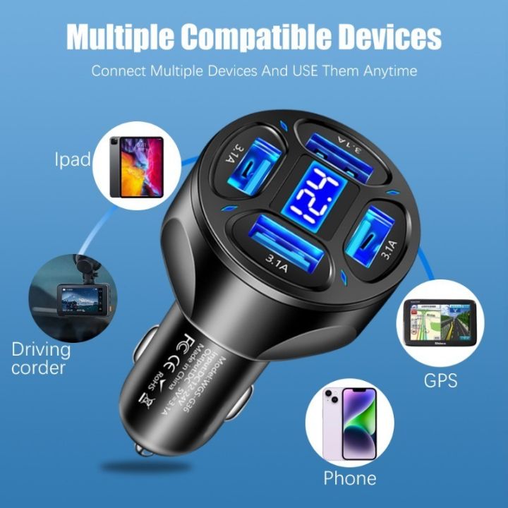 Car%20Charger%20Digital%20Display%20Fast%20Charging%2012-24V%20Smart%20Phone%20USB%20MultiPort%20Adapter%203.1A%20Mobile%20Charger%20Auto%20Interior%20Accessories%20-%20Image%208