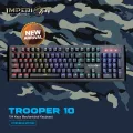 Imperion KG-M10F Trooper 10 Mechanical Gaming Keyboard Red Switch 104 Keys -- Smooth Linear Thock Stable Stabilizer Gamers Computer Games PC Laptop Desktop USB Office Wired Fast Typing WASD Input. 