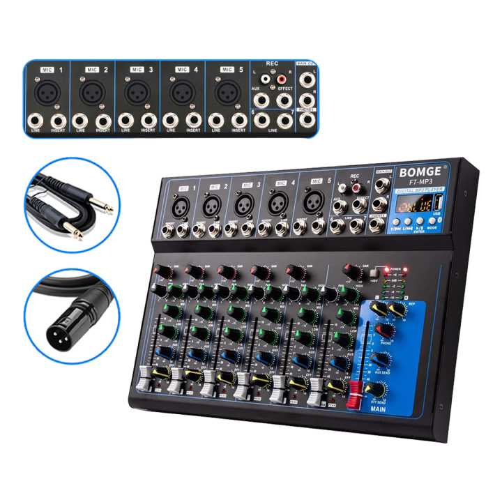 BOMGE%20F7%20Bluetooth%20Portable%20Audio%20Mixer%20%20DJ%20Sound%20Mixing%20Console%20MP3%20Jack%2048V%20Power%20for%20Computer%20Recording,%207-Channel%20Bands%20Mixing%20Boards%20For%20Studio%20Recording%20-%20Image%202