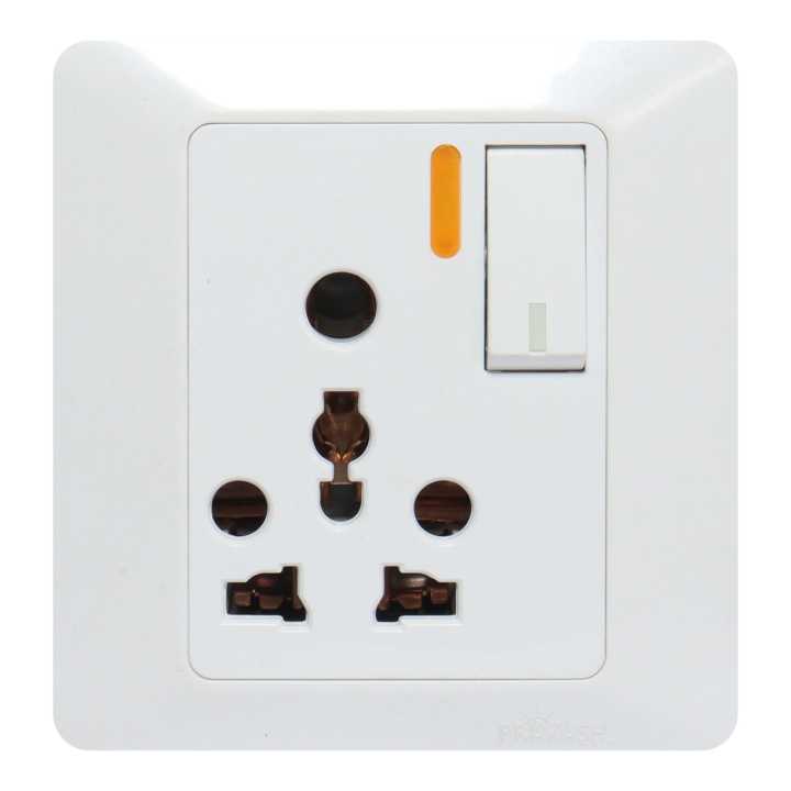 Prakash White 3 Pin Indian Type Power Socket