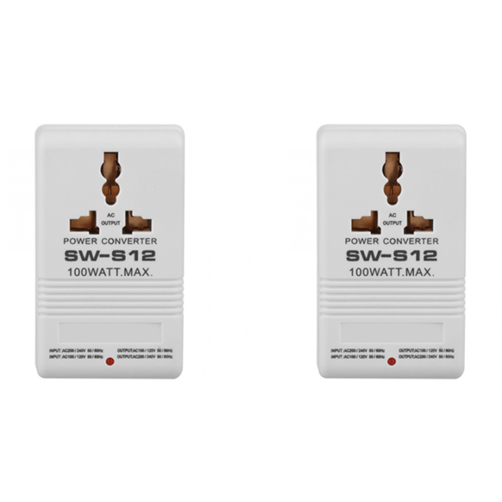 2X SW-S12 100W 110V/120V to 220V/240V Step-Up Down Voltage Transformer Converter Travel Dual Channel Power Converter