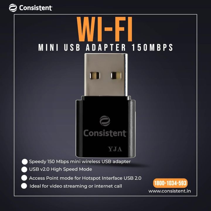 Consistent Wi-Fi Mini USB Adapter (150 Mbps)