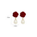 red Vintage earrings Delicate Fashionable design earrings Water drop shape Elegant Rose flower earrings for Party Wedding Casual wear Gift for women Fashion accessory. 