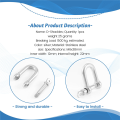 M6x38mm Straight D-Shackle, Short, Stainless Steel AISI 316. 