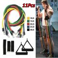 11 In 1 Set Fitness Resistance Latex Bands Exercise Tubes Practical Elastic Training Rope Yoga Pull Rope Power Resistance Band. 
