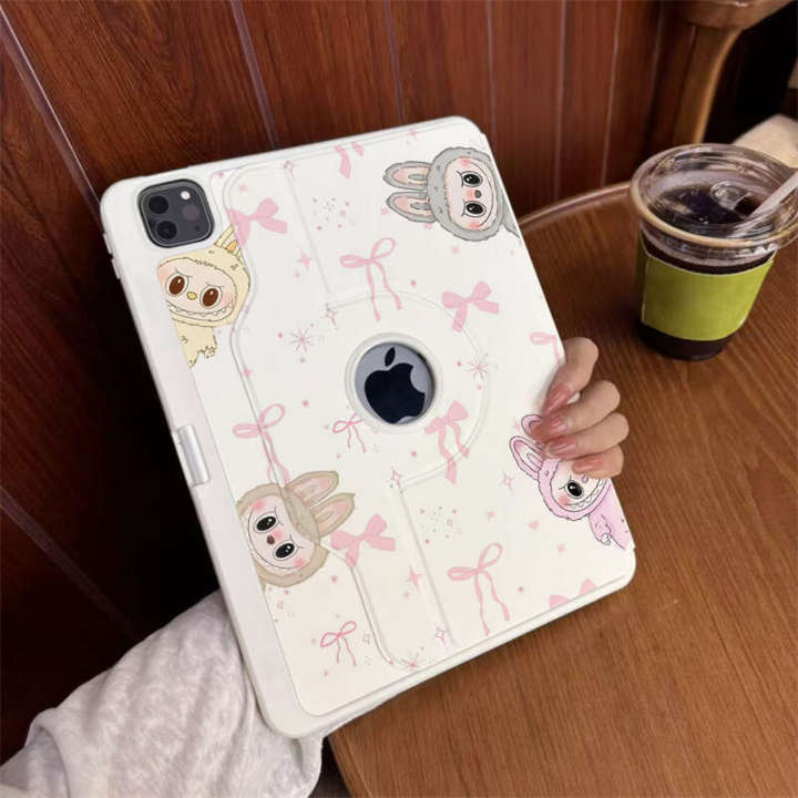 Labubu 720 Rotating Stand 11 Pen Slot Air 7 6 5 4 Tablet 10th 10.9inch Compatible with iPad 8th Generation 10.2inch Apple Pro 11inch Acrylic Full Protection Shockproof Case