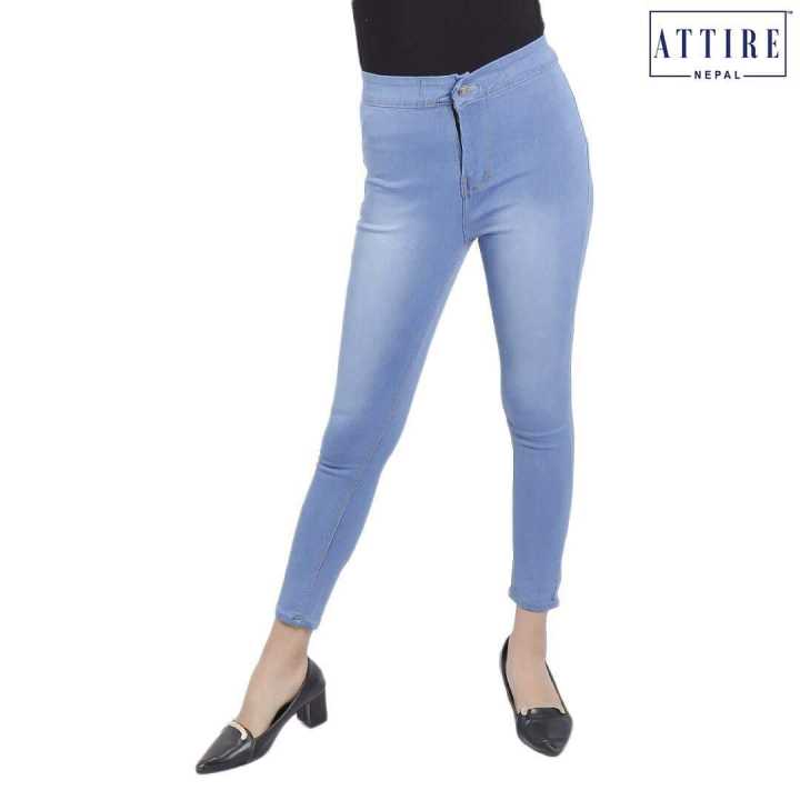 Attire Nepal Light Blue Denim Stretchable Jeans For Women
