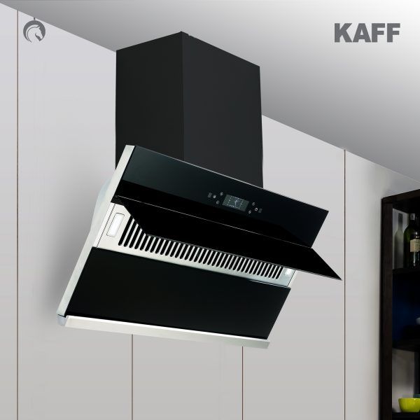 KAFF Chimney |  ALBURY DHC 90 | Filter-Less + Dry Heat Auto Clean Technology | Power Full Twin Concealed Moto | Front Black Glass