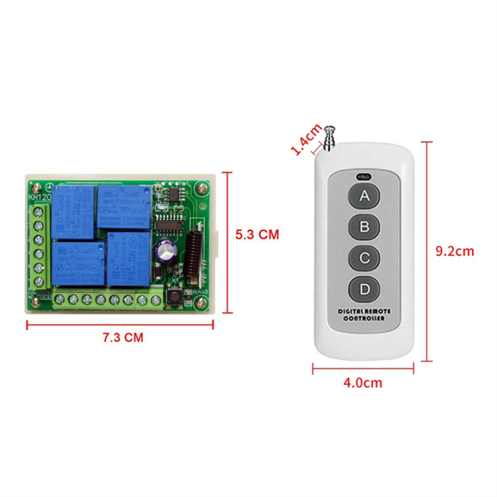 Wireless%20Remote%20Control%20Switch%20with%204%20Channel%20433Mhz%20Garage%20Remote%20Control%20-%20Image%202