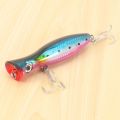 Sptrry1Pcs popper fishing 3d with treble hooks 12cm 42g topwater hard lure soft plastic isca artificial fishing lure tackles Blue. 