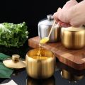 New Stainless Steel Seasoning Jar for Spices Sugar Salt Pepper with Lid Spoon Can Bottle Storage Box Multi-purpose Kitchen Gadget Condiment Shaker. 