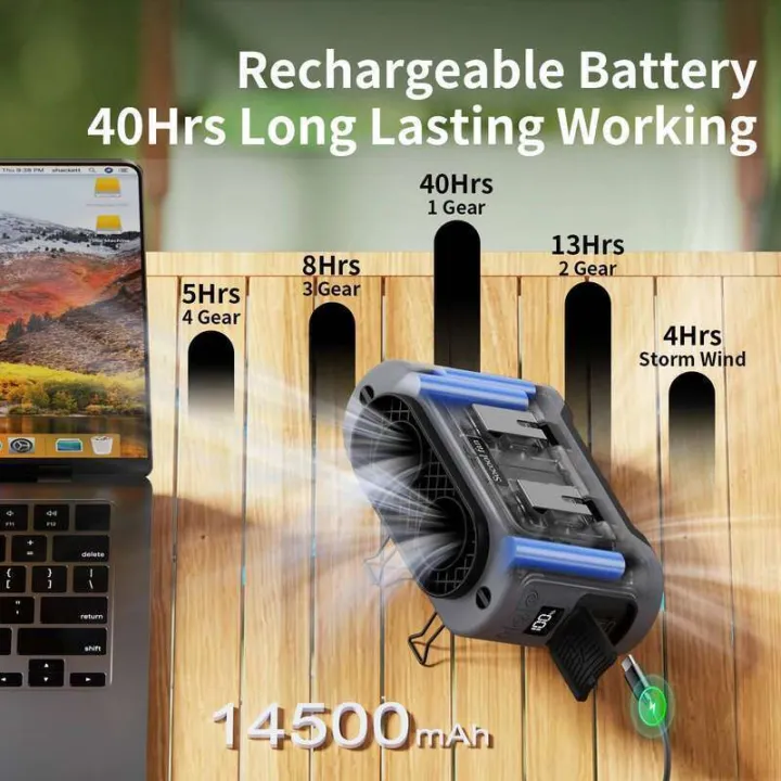Socool%2014500mAh%20Portable%20Waist%20Fan%20Dual%20Airflow%20Outlet%20Turbo%20Motors%20with%20Four%20Clips%20Emergency%20Flashlight%20Power%20Bank%20for%20Outdoor%20-%20Image%203