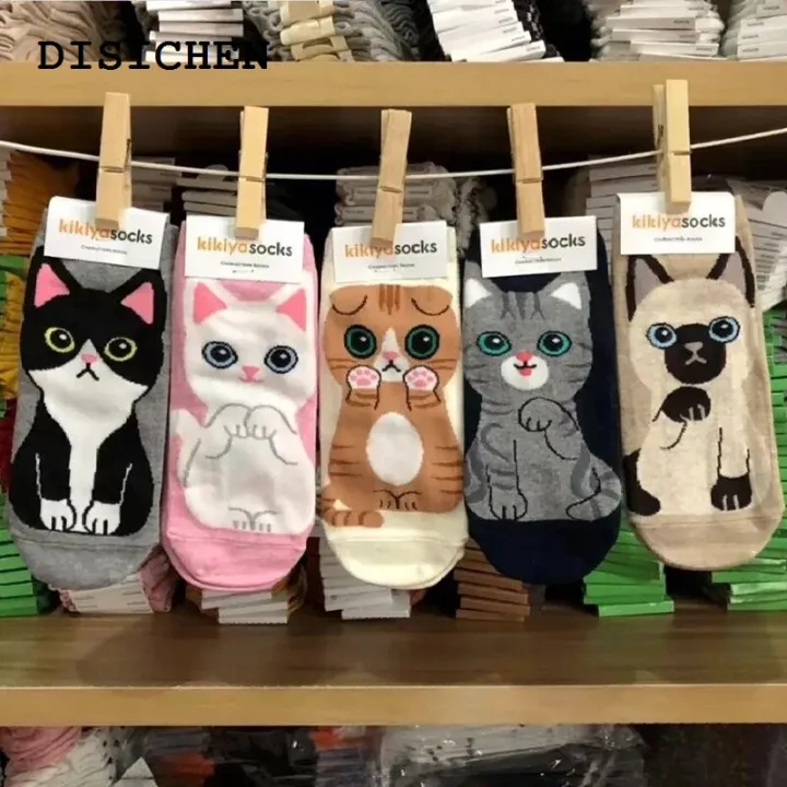 DISICHEN%20New%20style%205/1pairs%20Cartoon%20Cat%20printing%20Socks%20Women%20Cute%20Funny%203D%20Animal%20Paw%20Stockings%20Cotton%20Harajuku%20Kawaii%20Ankle%20Sox%20Calcetines%20-%20Image%204