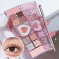 Cosmetics Korean Eyeshadow Palette Pink Heart Color 12 Eyeshadow Natural Cool Shade Low Saturation Matte Tray Brown. 