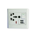 USB Power Wall Socket Power Panel Receptacle 10A - White | 3 x 3 Wall Socket Power Panel With USB Port. 