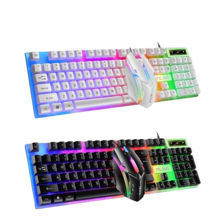 RGB Illuminated Mechanical Gaming Keyboard Mouse Combo with 3D Optical Sensor, Wired USB Connection, Non-Slip Design