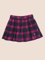 U.S. Polo Assn. Kids Girls Checked Pure Cotton Pleated Skirt. 