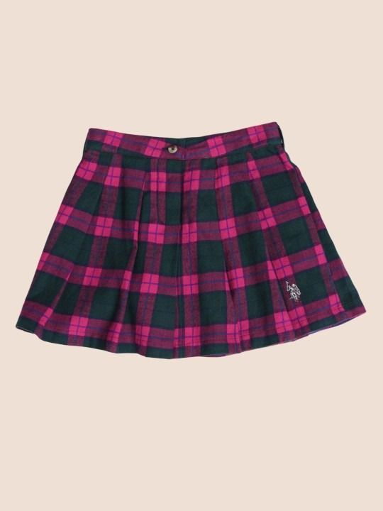 U.S.%20Polo%20Assn.%20Kids%20Girls%20Checked%20Pure%20Cotton%20Pleated%20Skirt%20-%20Image%206