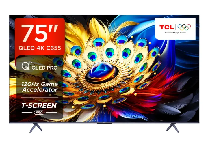 75c655 TCL 189 cm (75 inches) 4K Ultra HD Smart QLED Google TV 75C655 (Black ...