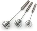 Stainless Steel Hand Push Whisk and French Whisk Set, Milk Frother, Egg Beater, Pogo Whisk. 