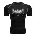 HOT Printed Compression Shirt For Men Short Sleeves Gym Rash Guard Jogging Fitness Muscle Wear Shirt Athletic Clothes Tops Summer. 