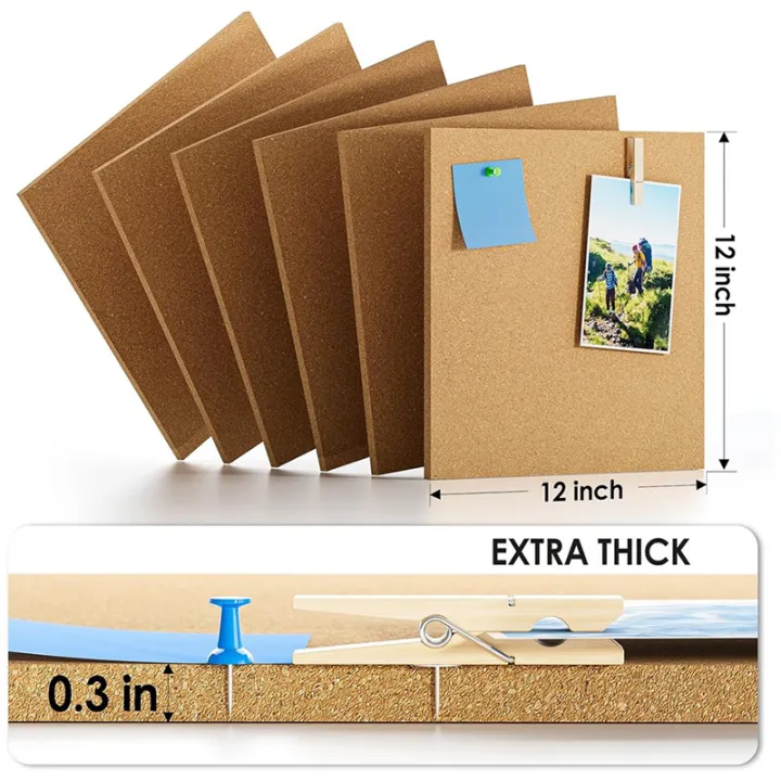 12inch%20X%2012inch%20Cork%20Tiles,%206%20Pack%20Cork%20Boards%20for%20Wall%20with%20Safe%20Removable%20Adhesive%20Tabs,%20Large%20Cork%20Bulletin%20Boards%20-%20Image%202